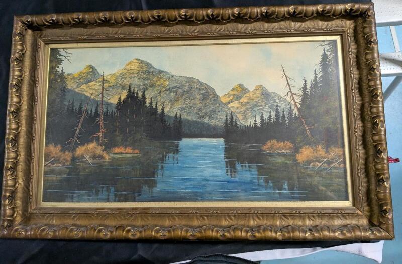Vintage Framed Watercolour. Measures 26" by 16" Signed W.T. Wood