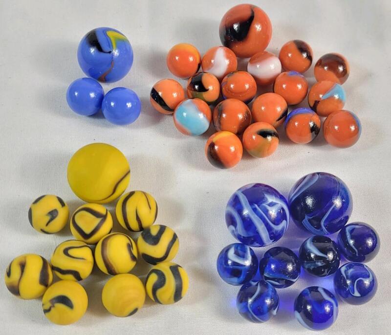 Vintage Glass Mable Lot . Includes : Bengal Tiger , Bumblebee , Neptune & Van Gugh Marbles