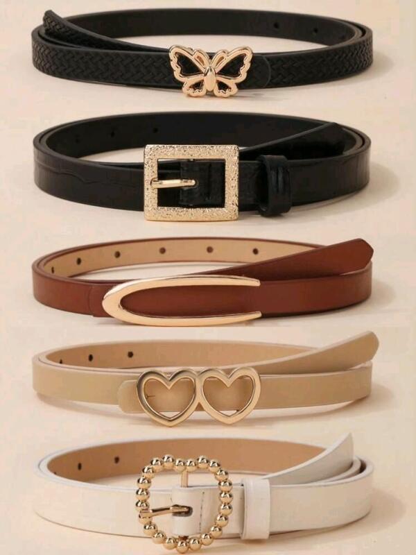 5 New 36" Long &times;0.75" Wide Ladies' Faux Leather Belts