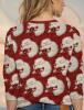 New Women&rsquo;s Size XXL Cute Kitten Print Festive Cat Sweater T-Shirt - Red & White Paws & Bows Long Sleeve Round Neck Machine Washable 100% Polyester Stock photos added - 2