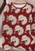 New Women&rsquo;s Size XXL Cute Kitten Print Festive Cat Sweater T-Shirt - Red & White Paws & Bows Long Sleeve Round Neck Machine Washable 100% Polyester Stock photos added - 5