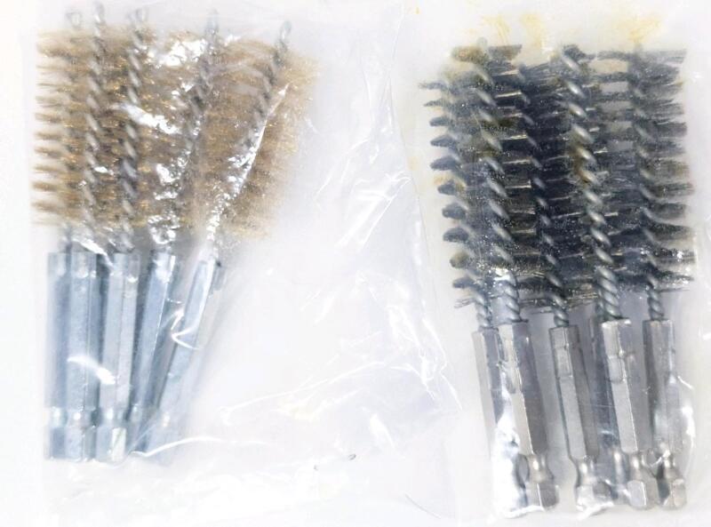 12 New Wire Brush Drill Bit Bore Cleaning Brushes, 1/4 Inch Hex Shank Stainless Steel, 4" Long