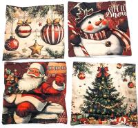 4 New Christmas Throw Pillow Covers, Zippered 17" &times; 16.5"