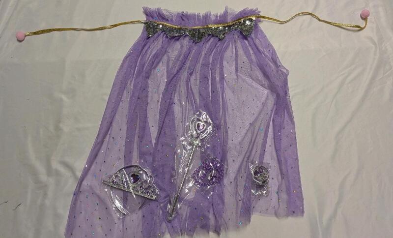 New Tie On Princess Skirt With Accessories. Waite Tie Measures approximately 50" Long