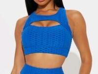 New - Women's Size Small LAsociety The Best Assets Textured Cut Out Sports Bra - Royal Blue
