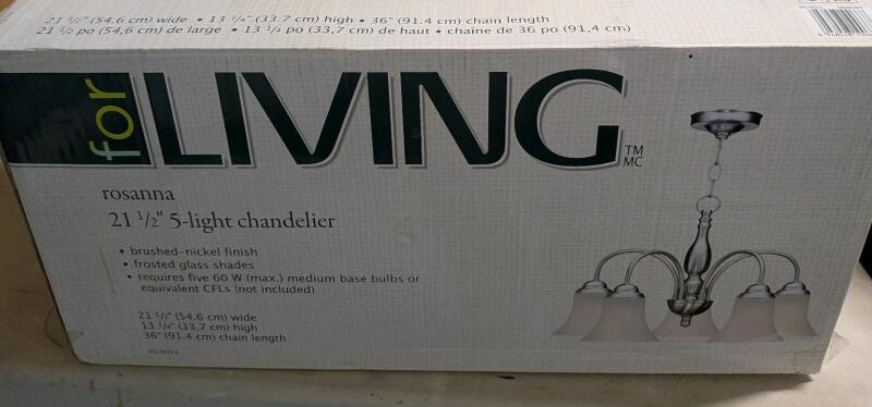 As New For Living Rosanna 5 Light Chandelier. 21.5"