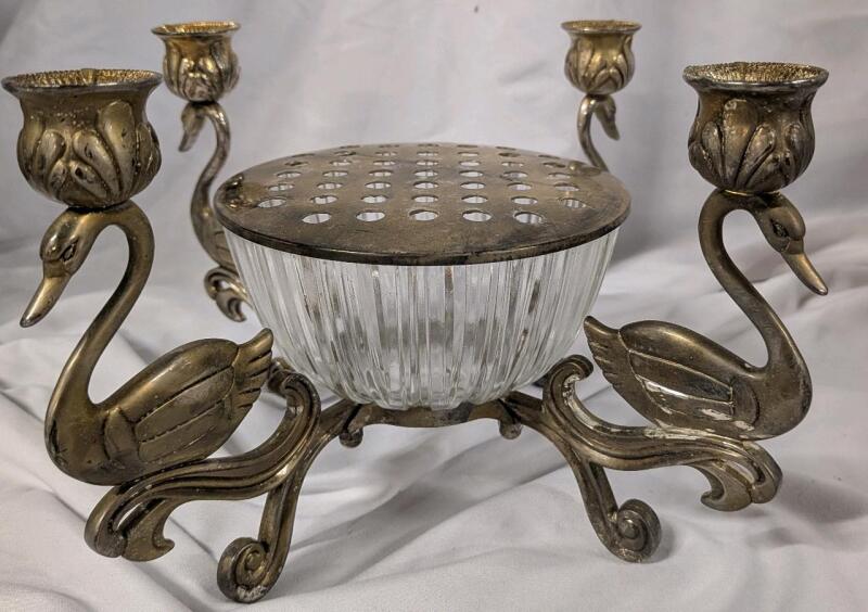 Vintage Silver plated And Crystal Centerpiece.