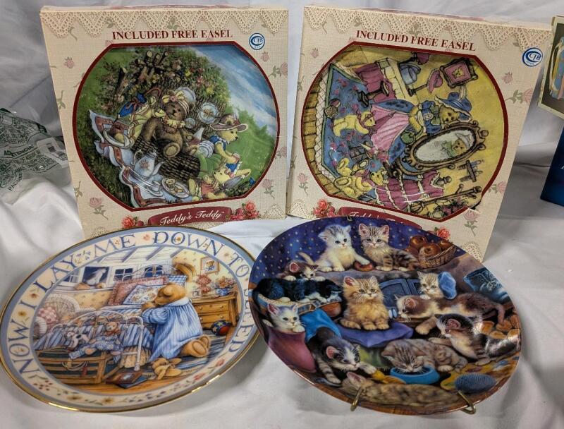 4 Vintage Decorative Plates. 8" Across Approximately