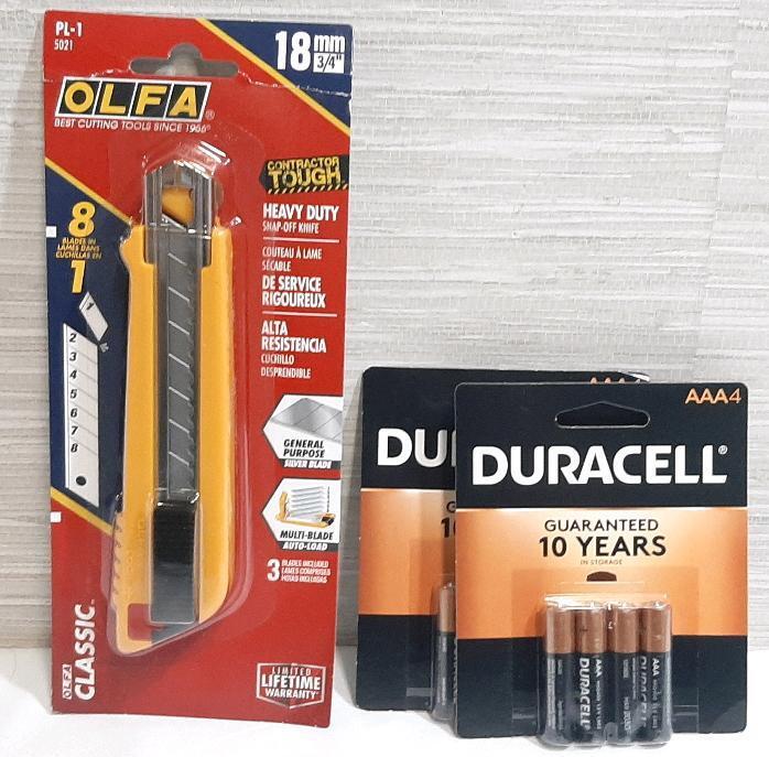 New OLFA Cutting Knife & 2 Packs of AAA Duracell Batteries