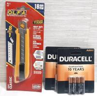 New OLFA Cutting Knife & 2 Packs of AAA Duracell Batteries