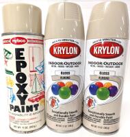 3 Spray Cans : NYBCO Epoxy Paint (Almond, 312g) + 2&times; KRYLON Indoor Outdoor Gloss (Almond 340g)