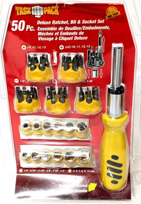 As-New 50pc Deluxe Ratchet, Bit & Socket Set