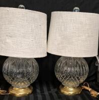 Pair of Vintage Crystal Table Lamps 22" Tall - Working Lightbulbs Included