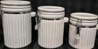 3 Ceramic Canisters 6 to 8" Tall