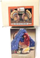 New in Box Earthenware Turkey Napkin Holder 5" & Ceramic Turkey Salt And Pepper Shakers