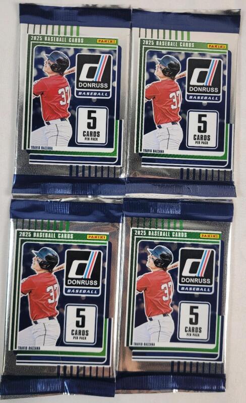 2025 Panini Donruss MLB Baseball Trading Card Sealed Wax Packs , Four (4) Packs