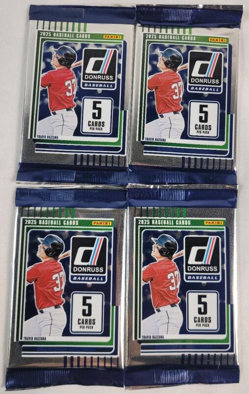 2025 Panini Donruss MLB Baseball Trading Card Sealed Wax Packs , Four (4) Packs