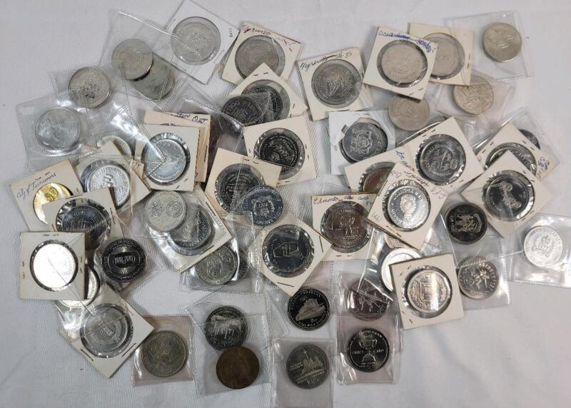 60+ 1967 - 1980s Vintage Canadian Tokens . Includes 1972 Grey Cup Token & 1975 Calgary Stampede.