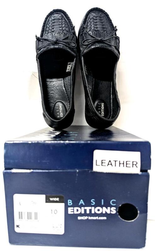 Vintage New Size 10 Women's Black Leather Slip-On Loafers