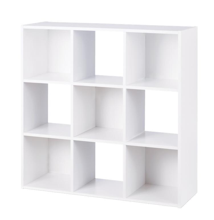 For Living 9-Cube Storage Organizer, Bookcase/Bookshelf, White. Retails for $100