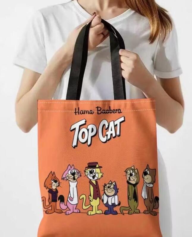 Top Cat Tote Bag with Hanna-Barbera Logo & Iconic Characters (Choo-Choo, Tuxedo, Mitzi) - Durable Foldable Shopping Bag for Women - Cute Gift for Fans, Grocery, Everyday Use stock photos added<br/>