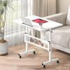 New White Klvied Small Standing Desk Adjustable Height, Mobile Table with Wheels, Portable Laptop Table, Standing Computer Desk for Walking Pad - 3