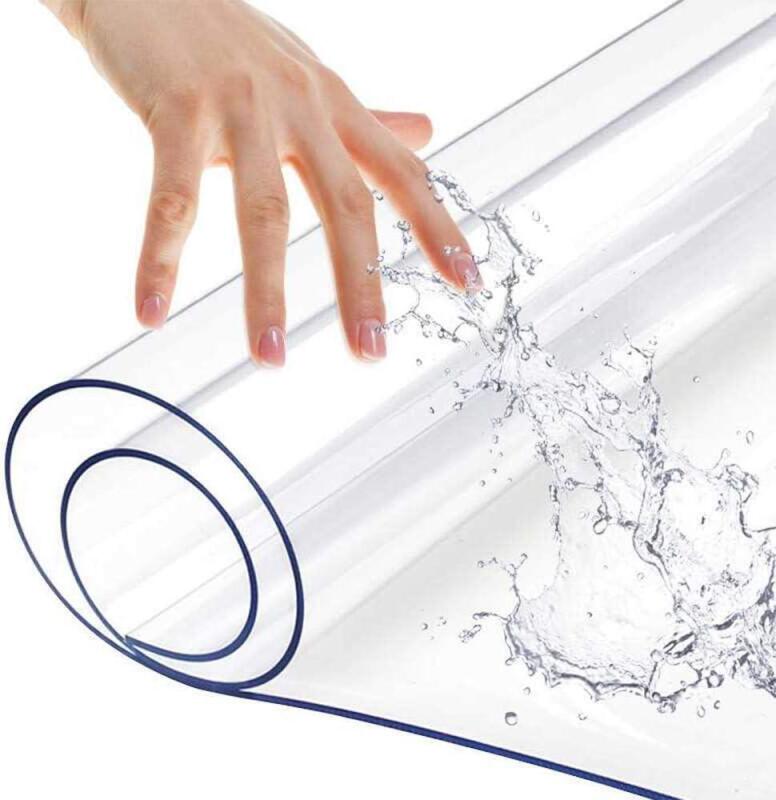 New 44x60 -1.5mm Thick Crystal Plastic Tablecloth for Dining Room Wipeable Water Resistant Clear Table Screen Protector Wood Furniture Protective Office Desktop Pad PVC Vinyl Table Cover Pad 44x60 in Non-Slip