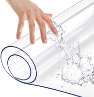 New 44x60 -1.5mm Thick Crystal Plastic Tablecloth for Dining Room Wipeable Water Resistant Clear Table Screen Protector Wood Furniture Protective Office Desktop Pad PVC Vinyl Table Cover Pad 44x60 in Non-Slip