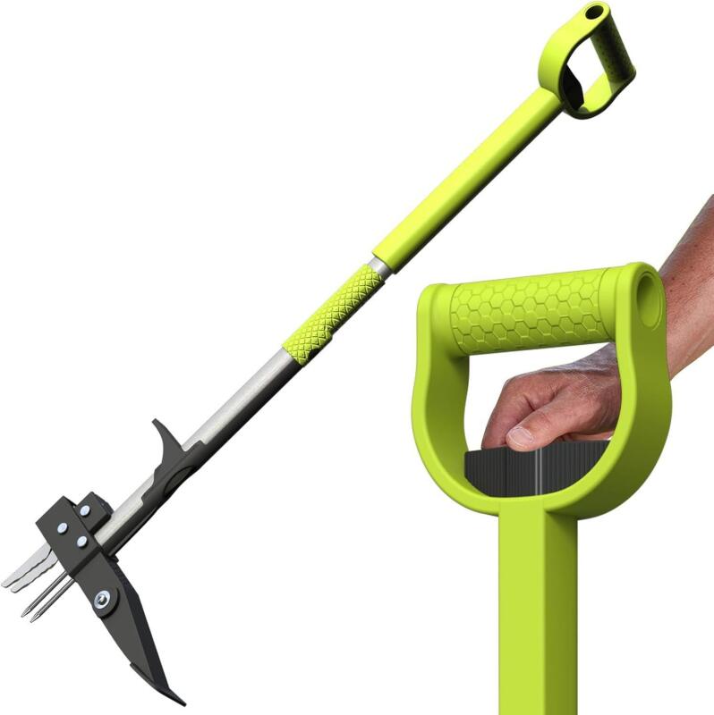 New Weed Puller Tool, Stand up Weeder Puller, 40inch Long Handle 4-Claws Garden Weeding Tool, Easily Remove Weeds Without Bending, Pulling, or Kneeling [2024 Upgraded Garden Weeder Puller] (Green)