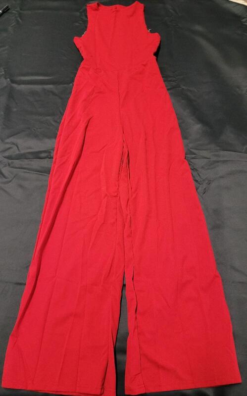 New Size Med Women's Wide Leg Sleeveless Jump Suit , Red