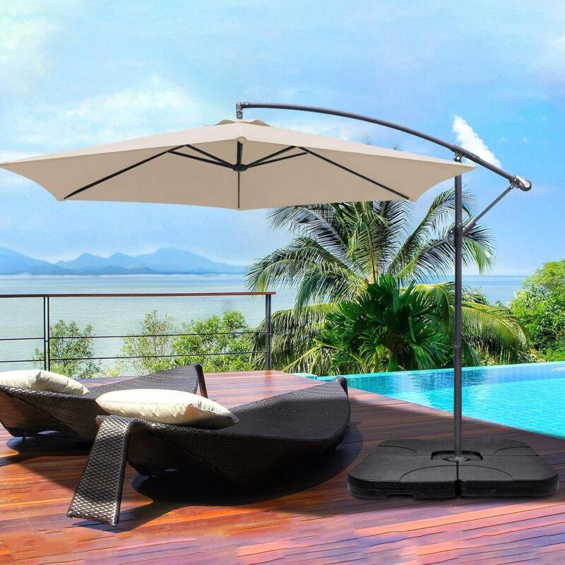 New BASE Simple Deluxe 4-Pieces Heavy-Duty Base Cantilever Offset Patio Umbrella Stand 1, New Black