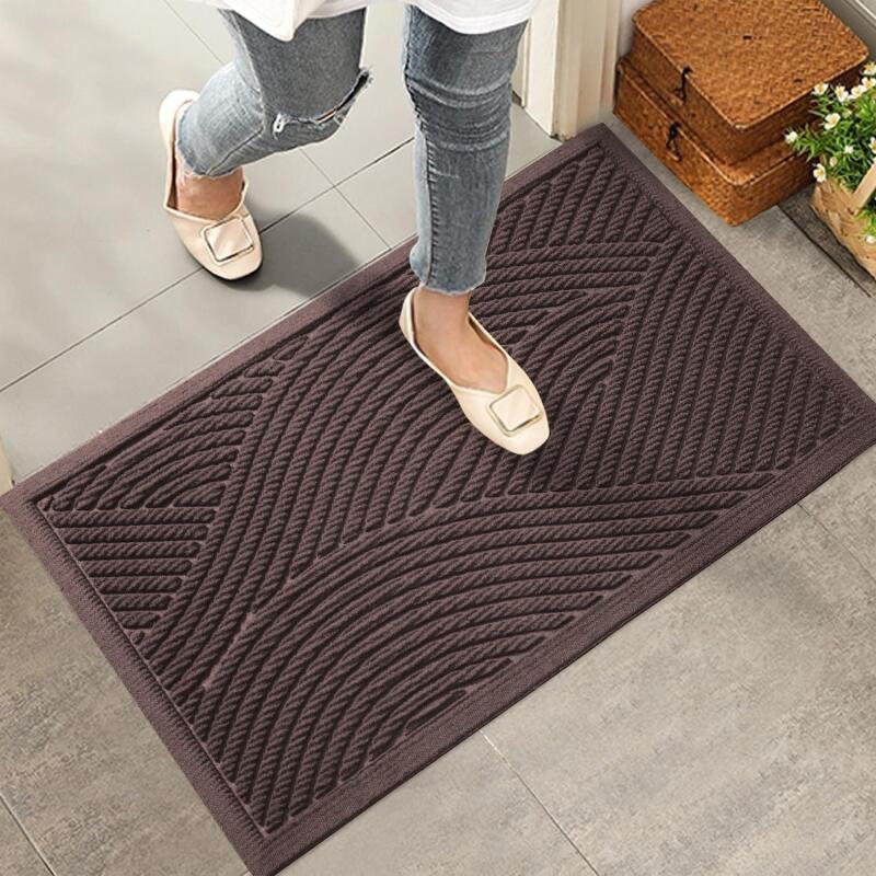 New HIYARD Front Door Mat Outdoor, All-Season, All-Weather Doormat, Sturdy Non-Slip Backing, Low Profile, Easy Clean Welcome Mat, Coffee, 36x24