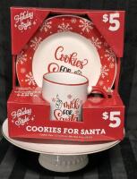 New Cookies For Santa Set & New Cake Stand 9" Diameter