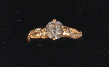 New 18K Gold Plated 0.6ct Simulated Diamond Chanel Ring - Size 7.0