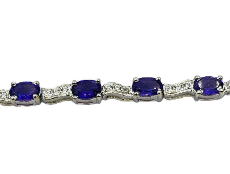 Sterling Silver Natural Amethyst with CZ Bracelet, Retail $450.00.