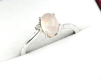 Sterling Silver Natural Rose Quartz (0.85ct) with Natural Diamond (0.01ct) Ring, Size 9.25, comes with APPRAISAL $300.00.