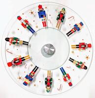 New 12.5" Diameter Glass Nutcracker Lazy Susan