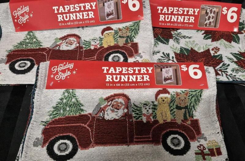 3 New 13 by 68" Holiday Tapestry Runners