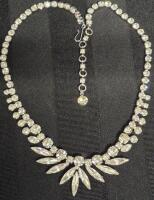 STUNNING Vintage SHERMAN Necklace With Clear Rhinestones 17" Long