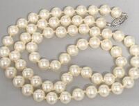 Vintage Necklace With Clasp Stamped Sterling - Presumed Pearls, 23" Long