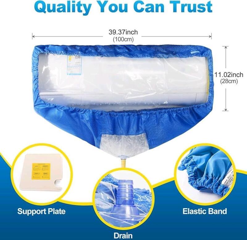 New Yellow Hat Split Air Conditioning Cleaning Waterproof Cover Bag with Drain Outlet and Two Sides Support Plates