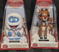 2 New Retro Rudolph Solar Bobble-Heads