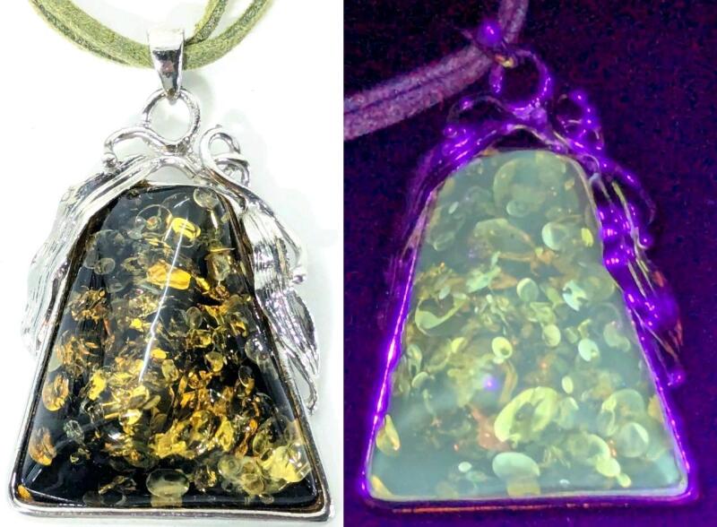 Large Chunky Reconstituted Green Amber Pendant on Leather Cord, Pendant 2.25" Long, Non-Magnetic