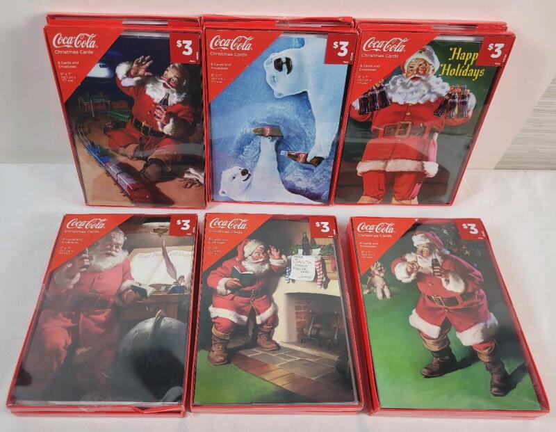 New - Coca-Cola Christmas Greeting Cards . 12 Packs , 8 Cards Per Pack