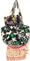 3 VERA BRADLEY Quilted Bags : Imperial Rose Glenna Tote Bag, Capri Melon Purse & Bifold Wallet, Tote 13.5" x 23" (at widest part of top) x 7.5", Marks + Light Discoloration To Exteriors