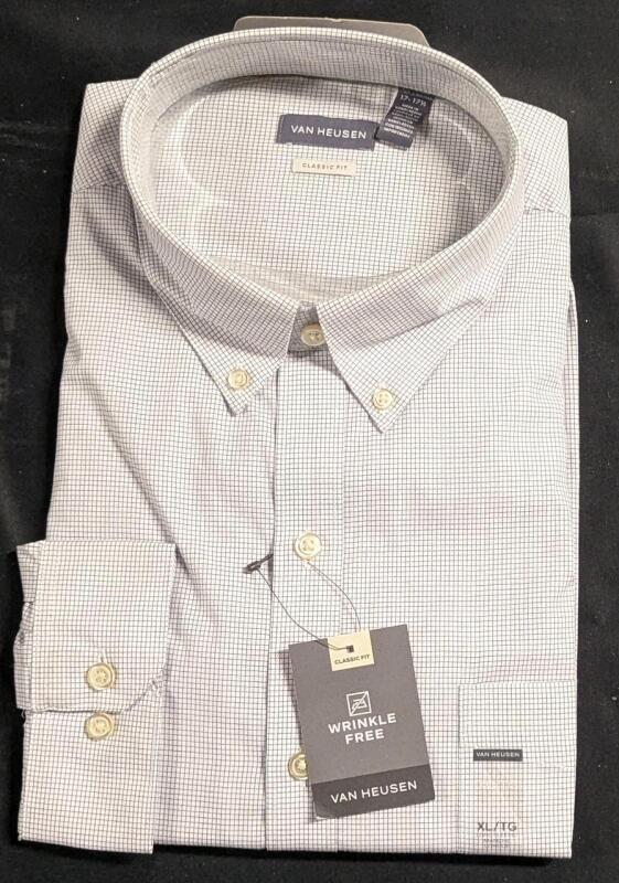 New Size XL (17-17&frac12;) Men's VAN HEUSEN Classic Fit Dress Shirt, Retails Over $50, Spots of Discoloration From Transit