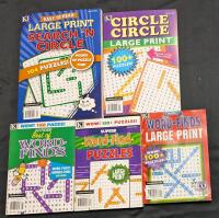 5 New Paperback Word-Find Puzzle Books