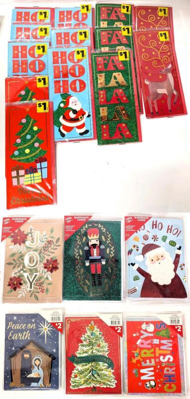 13 New Raised Glitter Christmas Cards With Envelopes 8.75" Long & 12 Handmade Raised Glitter Cards With Envelopes 7" Long