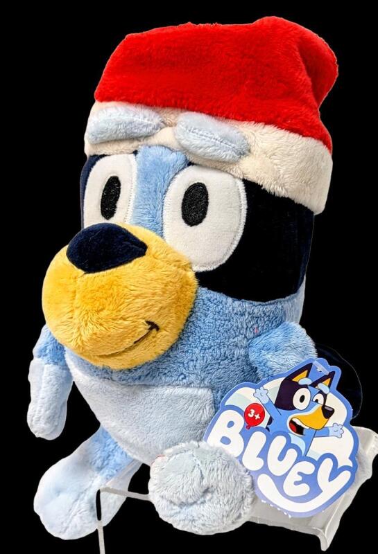 New BLUEY Licensed Santa Hat Plush Cuddly Toy, 10" Long