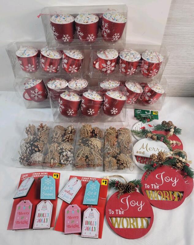 New - Holiday Style Christmas Tree Ornament Lot .